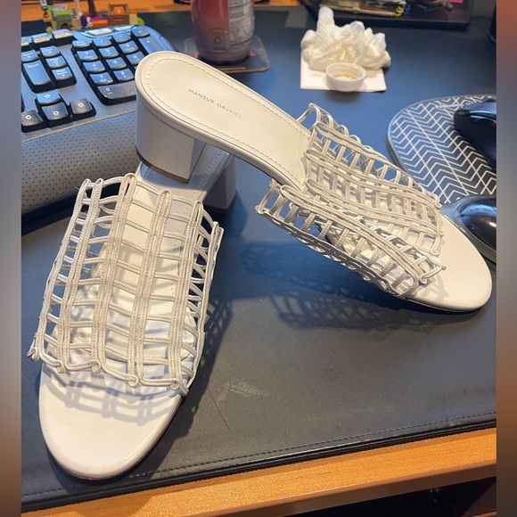 Mansur Gavriel Lamb Grid Mule NWOB size 40 White Leather - Picture 1 of 3